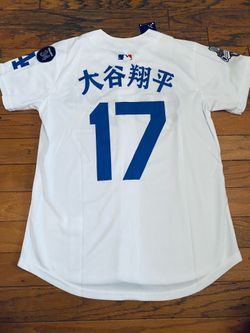 White Los Angels dodgers shohei Ohtani Japanese kanji