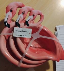3 New Tommy Bahama flamingo  bowl set