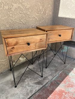 Modern Industrial Nightstand Pair