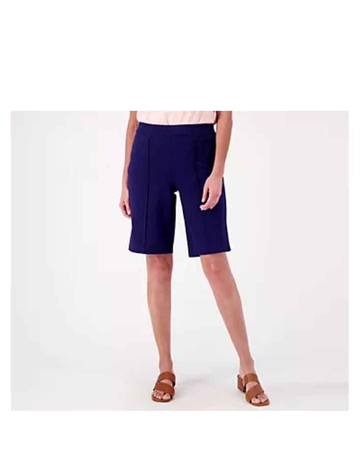 NEW QVC Isaac Mizrahi Live! Women’s Size 18WP Navy Long Shorts With Pintuck