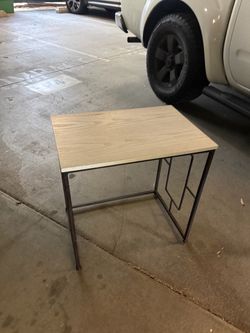 Industrial Wood Top Metal Side Table
