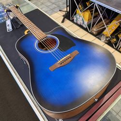 Ibanez PF50CE Open Pore Transparent Blue Sunburst Dreadnaught Acoustic Electric Guitar NEW!