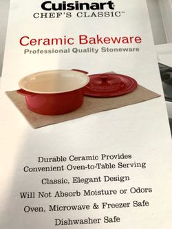 Cuisinart 3-Qt Heavy Ceramic Bakeware Casserole , NEW!