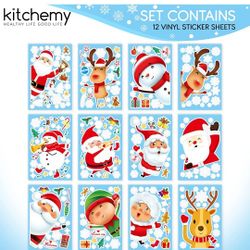 487 Christmas Window Clings for Holiday Decorations - 12 Sheets Double Sided Xmas Decals for Windows Glass Doors Mirror Home Office Classroom - Big Sh