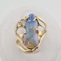 14k gold mexican jelly opal ring