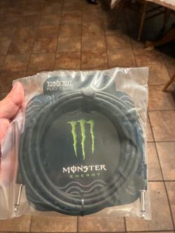 Ernie Ball Flex 10-foot guitar cable, with a Monster Energy promotional design.
