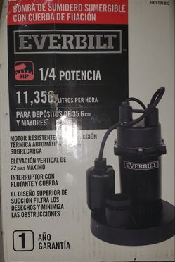 Everbilt 1/4 HP Submersible Sump Pump with Tether