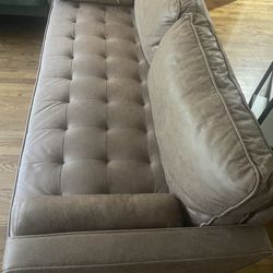 69.68” Brown Suede Square Arm Sofa