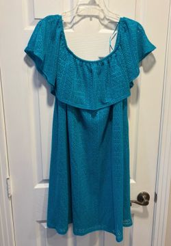 Apt. 9 Teal Blue Off-the-Shoulder Lace Ruffle Dress women’s size XL - Simi Valley