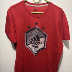  Red Adidas sportswear t-shirt Size large