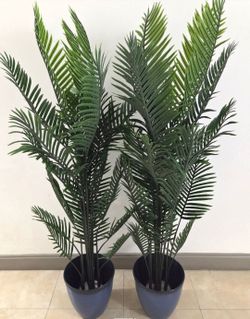 *** NEW LOW PRICE *** PAIR of 6ft Faux Areca Palms in 13in Blue Planters (2 for $140) @ Lasting Creations