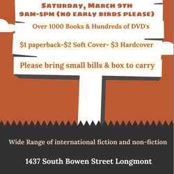 Book & DVD Sale March 9th