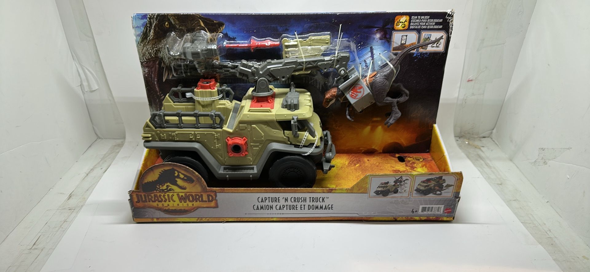 Mattel Jurassic World Dominion Capture and Crush Truck with Velociraptor...