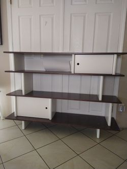 Mid-Century Modern Bookshelf with Cabinet Doors