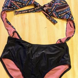 Rue Bleu by Rue 21 One-Piece Pink Black Design Swimsuit Womens Small