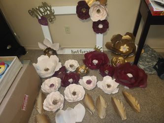 Paper Flowers And Picture Frame