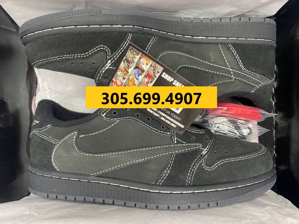 TRAVIS SCOTT NIKE AIR JORDAN 1 LOW PHANTOM BLACK NEW SNEAKERS SHOES SIZE 7 8 8.5 9 9.5 10 11 12 A5