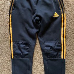 Adidas Dark Grey Yellow Stripe Joggers L
