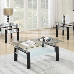 New Black Coffee Table And 2 Side Tables 