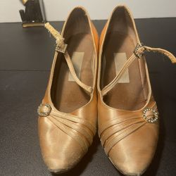 Aida Standard 040C Bronze Satin Flare Heel 2” Size 24 For Practice