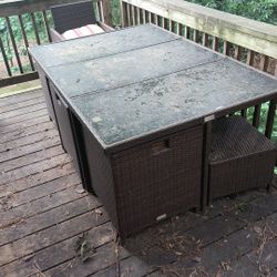 Patio Dining Set-6 Hideaway Chairs, 6 Ottomans w/ 6 Cushions