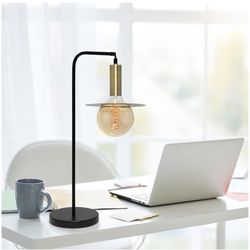 Simple Designs LT1237-BLK 24" Cosmic Glow Futuristic Orb Table Lamp, for Living Room, Bedroom, Office, Black with Brass Accents
