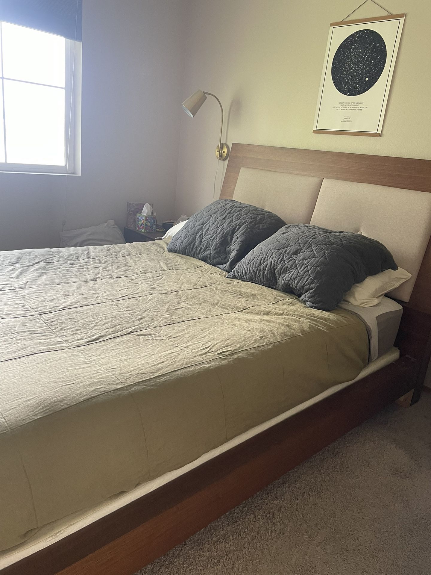 Dania Queen Bed frame W/ Cushioned Headboard
