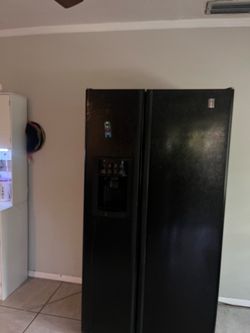 Black Side-by-Side Refrigerator with Ice Dispenser