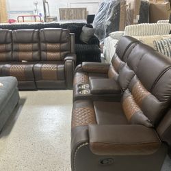 NEW SOFA AND LOVESEAT RECLINER BROWN 