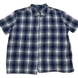 Vintage St. John’s Bay Men’s Blue Plaid Button Up Flannel Shirt Size 3XL