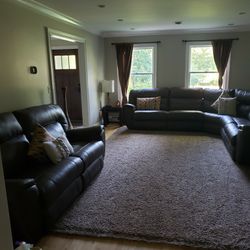Living Room Couch And Loveseat, Brown Leather