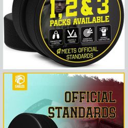 High Grade Pucks Official Regulation Weight & Size for Practice & Classic Training - 6 oz Diameter 3" Thickness 1" Black Hockey Puck | Roller Hockey