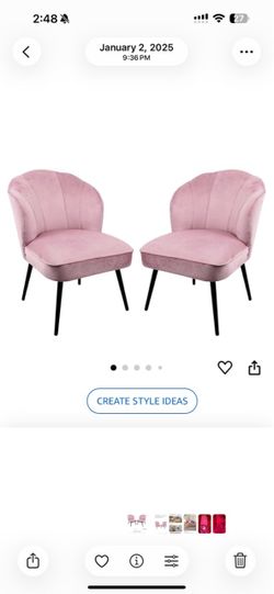 Pink Velvet Accent Chairs Set of 2