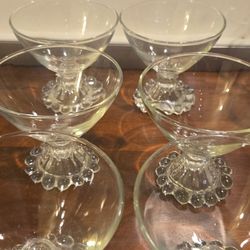 Vintage Anchor Hocking Boopie Sherbet/Dessert Cups – Set of 6 (3.5”), Mid-Century Bubble Foot