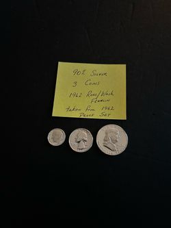 Coins – 90% SILVER- Brilliant Uncirculated 1962 Roosevelt/Washington/Franklin – Total 3 coins