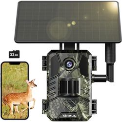Cellular Trail Camera Built-in 4G LTE SIM Card with 32GB, Live Streaming Cellular Game Camera 3rd Generation Solar Trail Camera 0.2s Trigger Time No W