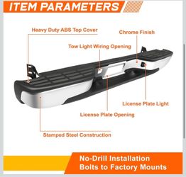 Chrome Rear Step Bumper with License Plate Light