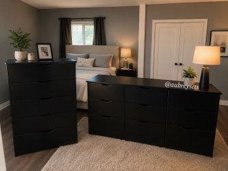 Black 9 drawer dresser with matching 5 drawer chest