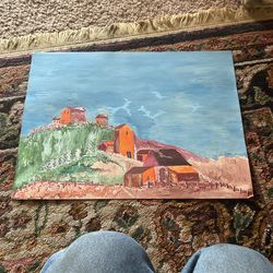Signed Village Painting 