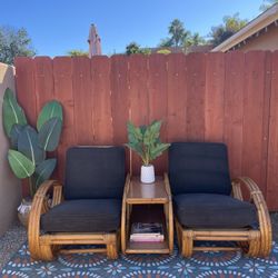 Accent chairs vintage mid-century modern MCM Bamboo Rattan Paul Frankl Retro Tiki