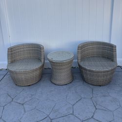 3 Piece Stackable Wicker Bistro Outdoor Patio Set
