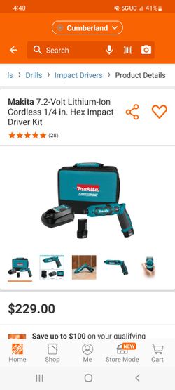 Makita 7.2-Volt Lithium-Ion Cordless 1/4 in. Hex Impact Driver Kit BRAND NEW. 