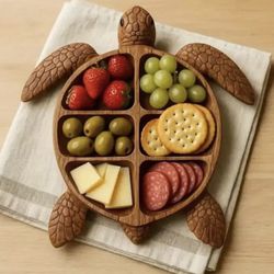 1pc Funny Ocean-Themed Party Tray Board - Cute Turtle Design, Artificial Wood - for Charcuterie