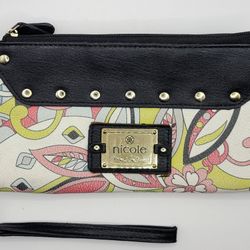 Nicole Miller Wristlet Wallet Clutch Floral Paisley