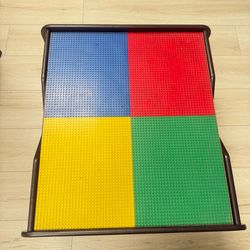 KidKraft 2-in-1 Reversible Top Activity Table with 200 Building Bricks and 30-Piece Wooden Train Set,