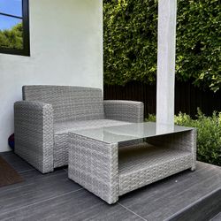 Pottery Barn Outdoor Daybed Frame + Glass Coffee Table - Never Used