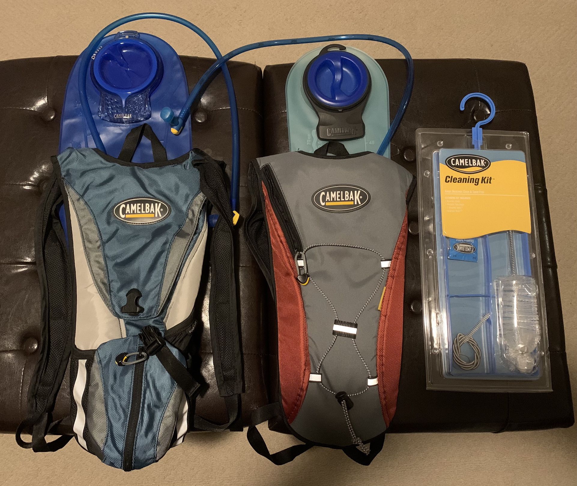 2 Camelbak Hydration Hiking/Biking Backpacks w/ Cleaning Kit