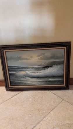 Vintage Hamilton signed seascape oil painting framed wall decor