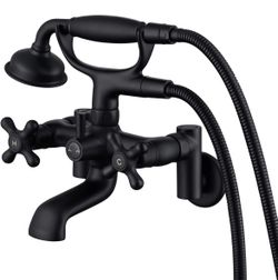 Clawfoot Tub Faucet Wall Mount Tub Faucet with Hand Shower Matte Black