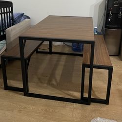 Dining table and benches